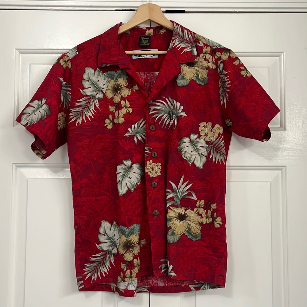 Palmwave Hawaii 100% Cotton Floral Button Down Short Sleeves Men’s Shirt Sz S 🌺